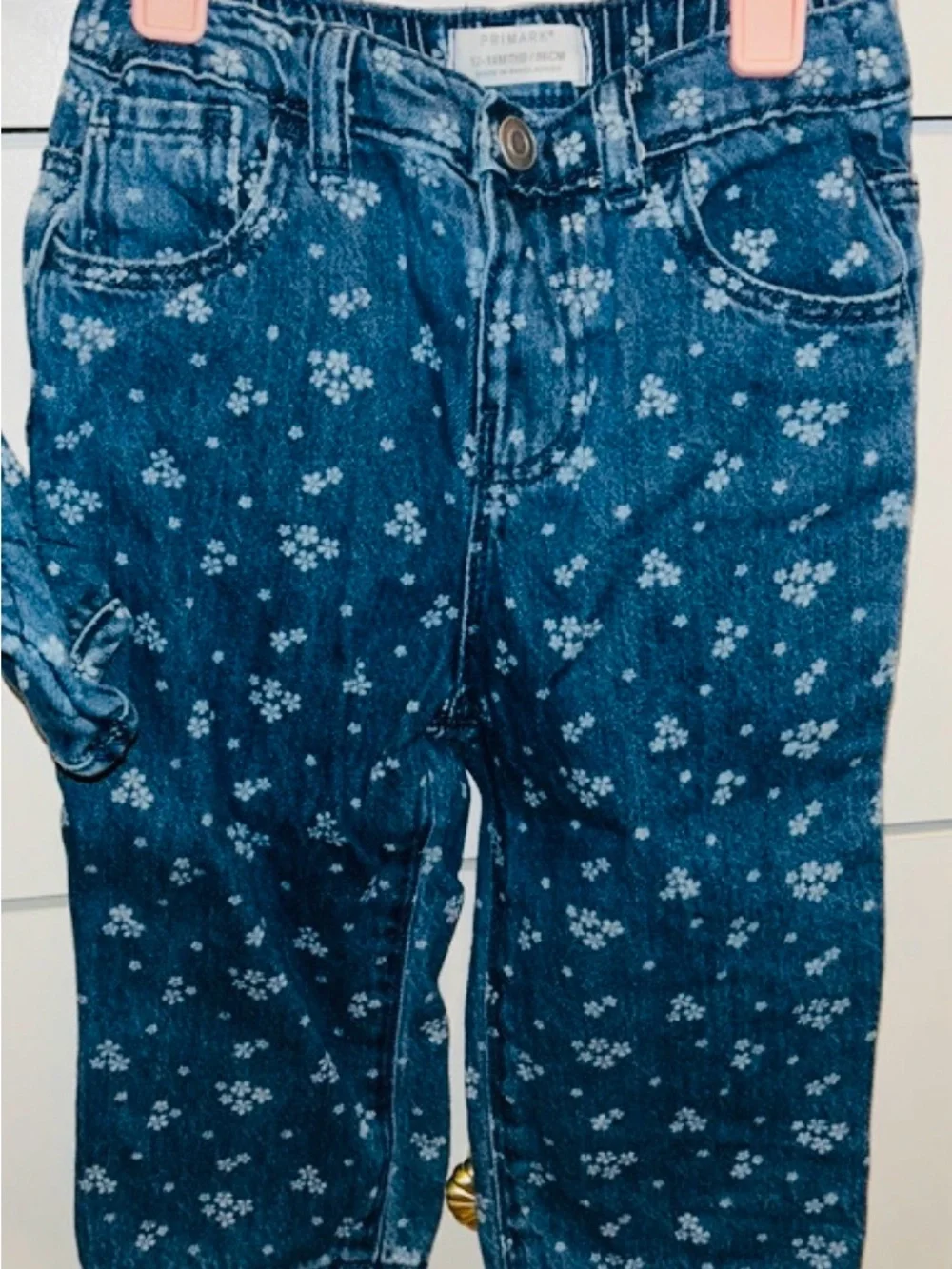 Primark Quilted Denim Vest in Blue with Floral Print